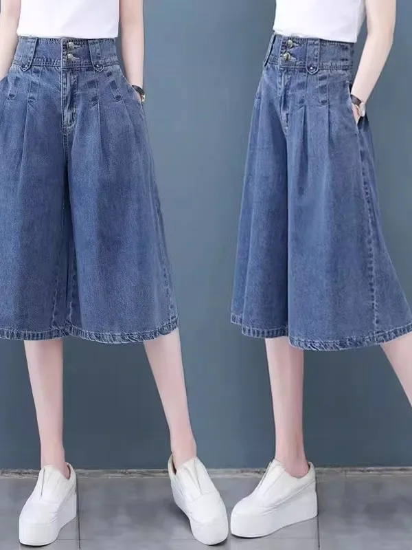 

High Waist Wide Leg Denim Jeans Women's Loose Fit Draping Straight Leg Pants Summer New Style Thinming Trousers