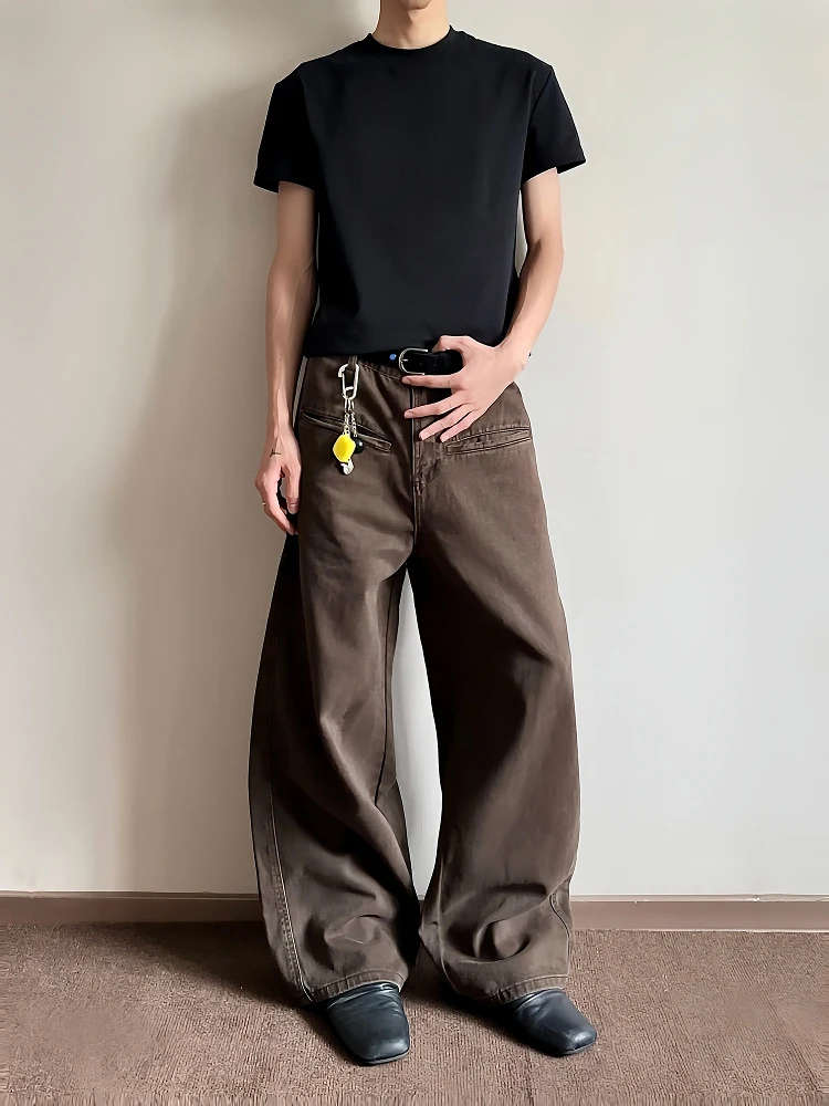 

Seenlt 2025 New American Retro Men's Jeans Loose Straight Leg Wide Leg Pants Drapey Long Trousers Casual Breathable Jeans