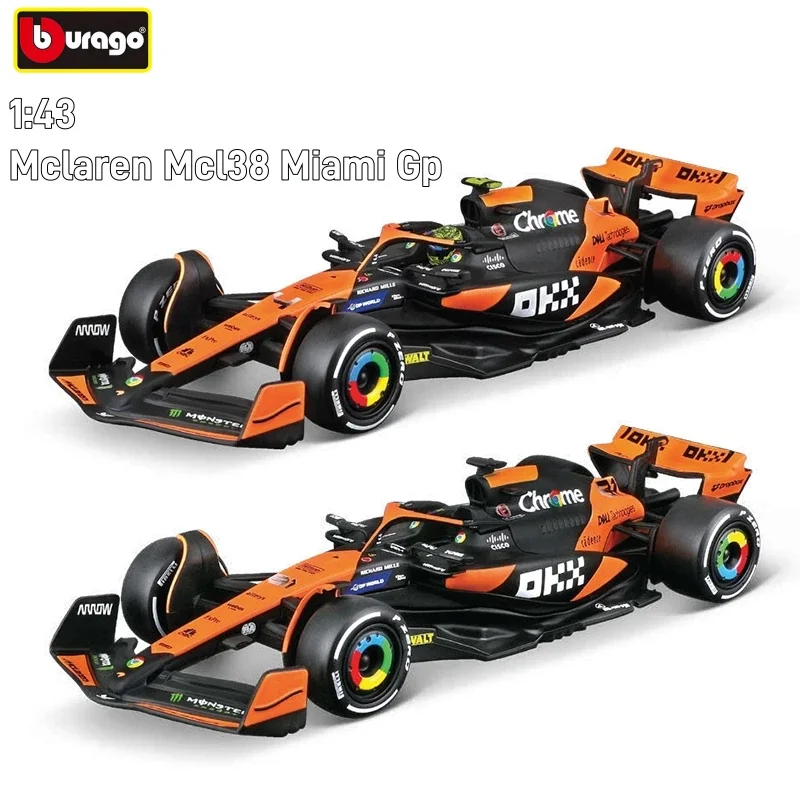 New F1 Bburago 1:43 Mclaren Mcl38 Miami Gp Monaco Gp Amg W15 F1 Alloy Miniature Diecast Pvc Model F1 Champion Mcl38 Decor Toys