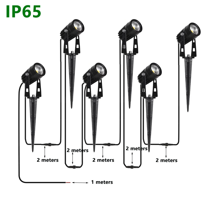 Warm White Waterproof LED Garden Light 50W Convertible 220V to 110V 12V 10 Trailers 1 Lawn Spot Lamp for Outdoor Safety