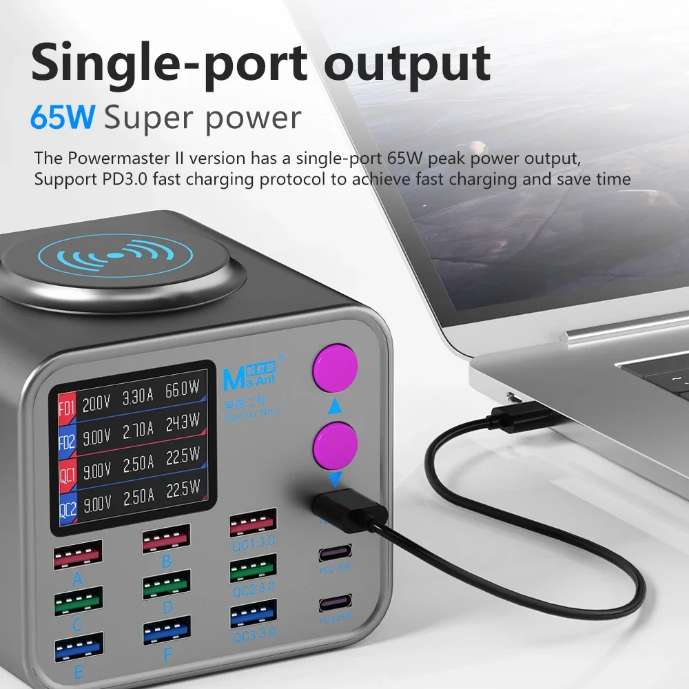 MaAnt DianBa No.2 Supercharge Desktop Lightning Fast Charging Station 65W Super Power Multi-Function Charger Mobile Phone Repair