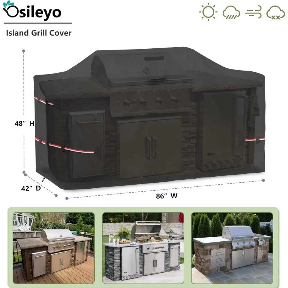 Heavy Duty 600D Waterproof Island Grill Cover for 86