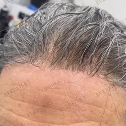 80Density Undetectable 1B65 Grey Men Toupee 100% Indian Human Hair Male Wigs Super Thin 0.03mm Skin Base Invisible Hairpieces