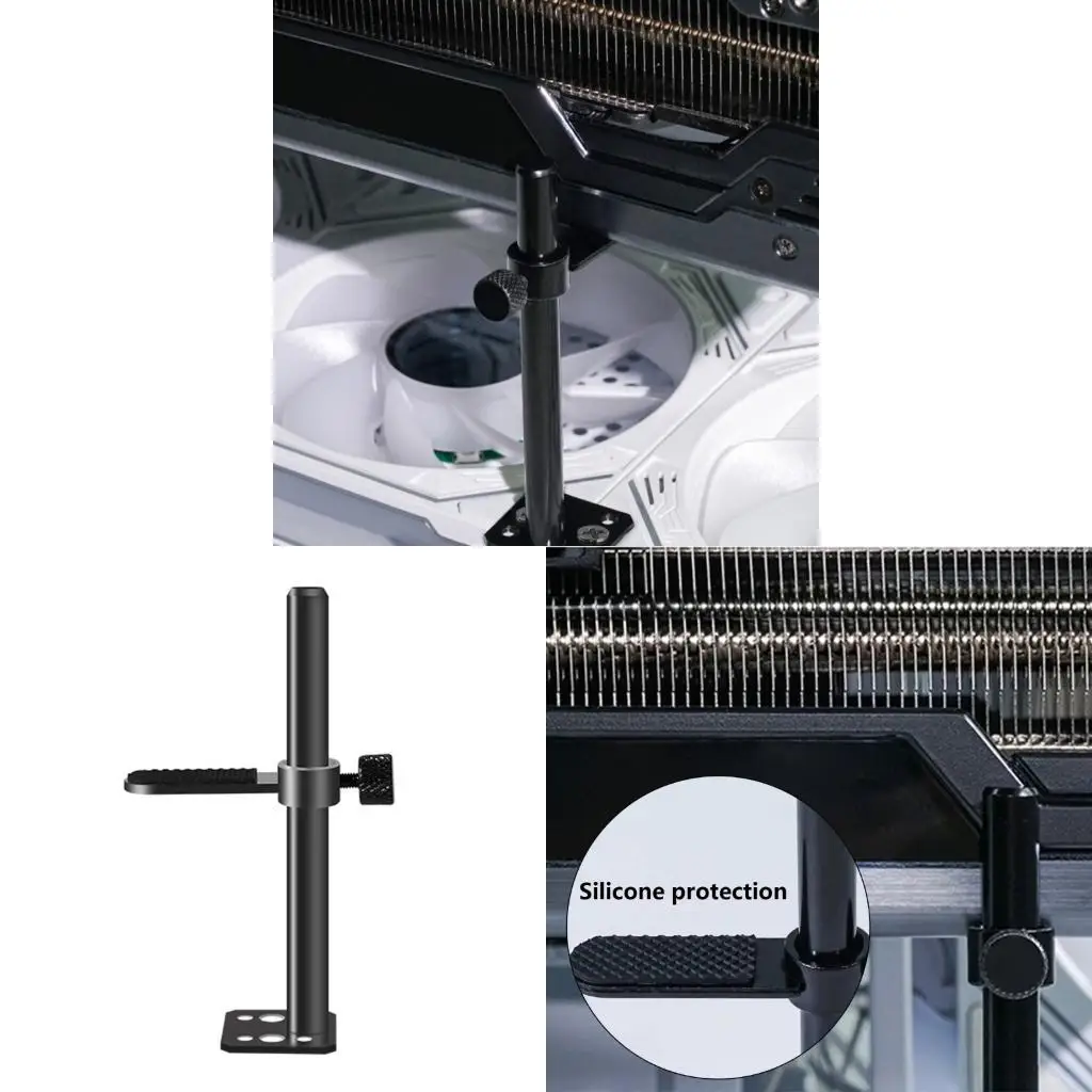 193A Adjustable Aluminum GPU Support Bracket Fan Mount Graphics Card Holder Prevents GPU Sags for Big Video Cards