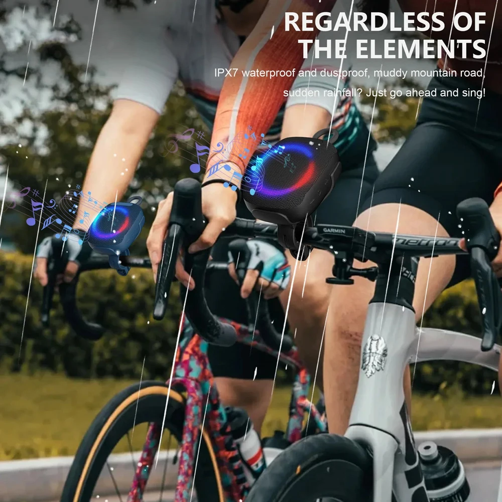 Alto-falante portátil de inserção de cartão sem fio, alto-falante bluetooth à prova d'água ipx7 com graves para piscina, praia, festa, viagem, acampamento