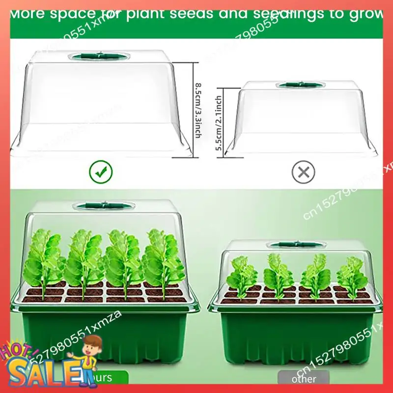 Bandeja de inicio de semillas ABCL con luz de cultivo, juego de inicio de semillas con cúpula de humedad, Kit de bandeja de inicio de plántulas con luz de cultivo de sincronización