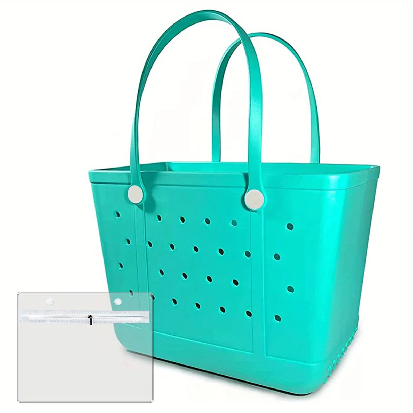 Ladies Oversized Rubber Beach Bag Handbag, Sand-Proof Travel Handbag for Beach Outdoor Sports Free Gift of DIY Accessories view 5
