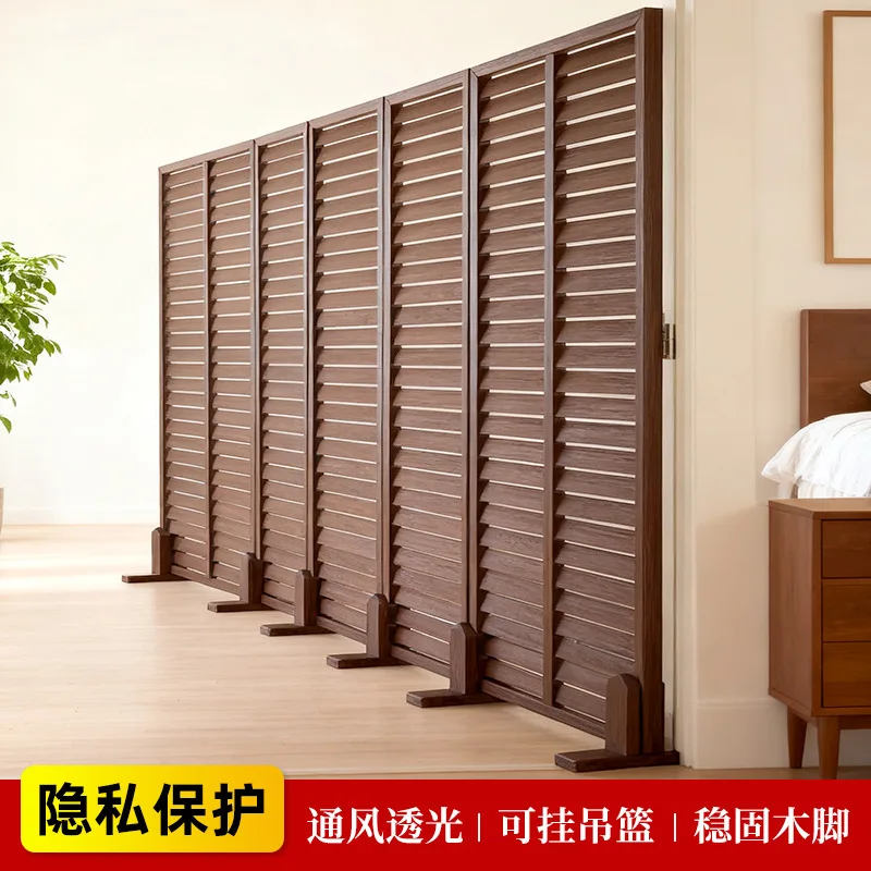 Antiseptic wood fence outdoor courtyard privacy shelter wall first floor small courtyard louver fence balcony garden