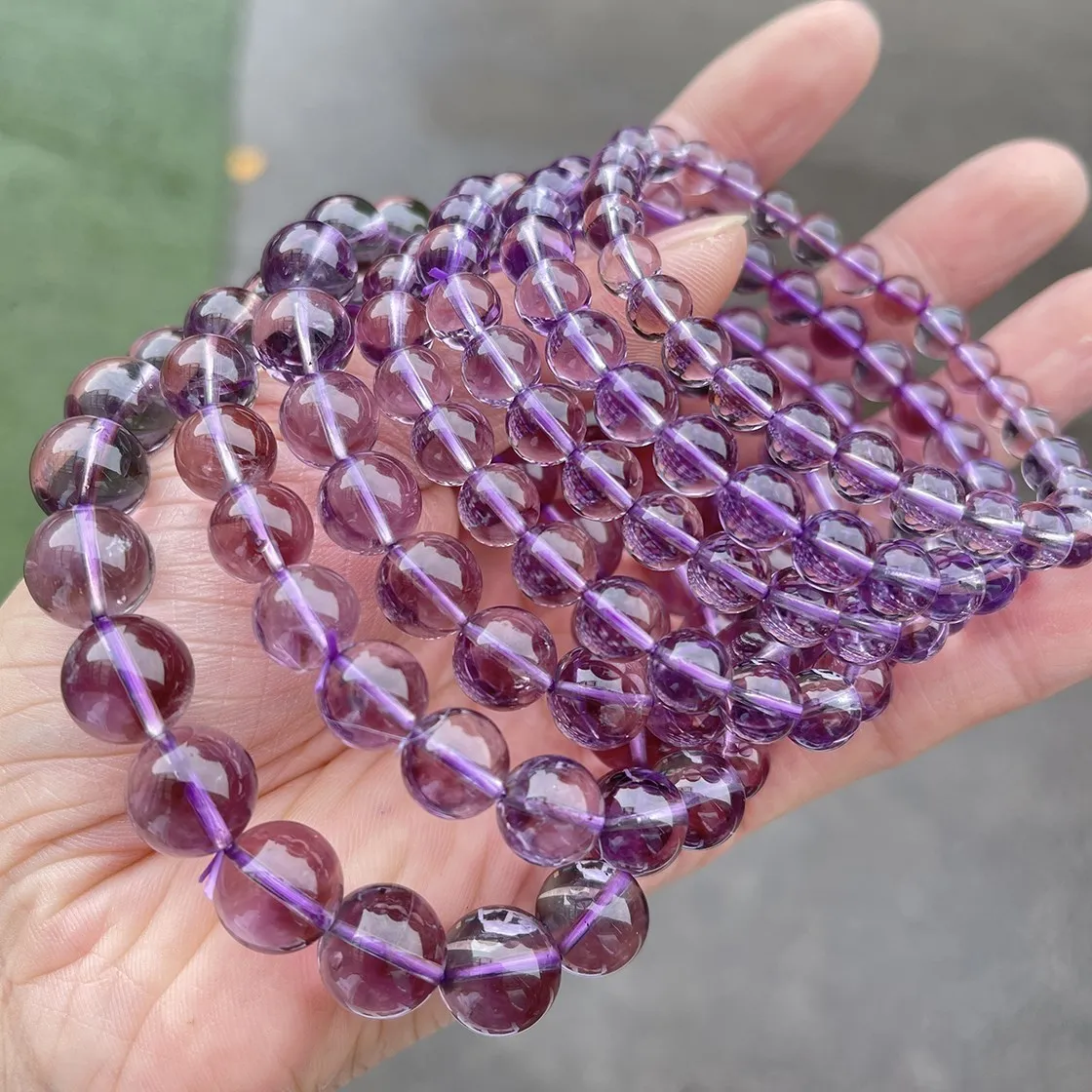 JD 7A Natural Brazilian Ice Amethyst Bead Bracelets Women Light Purple Energy Crystal Stone Strand Bracelet Reiki Healing Gifts