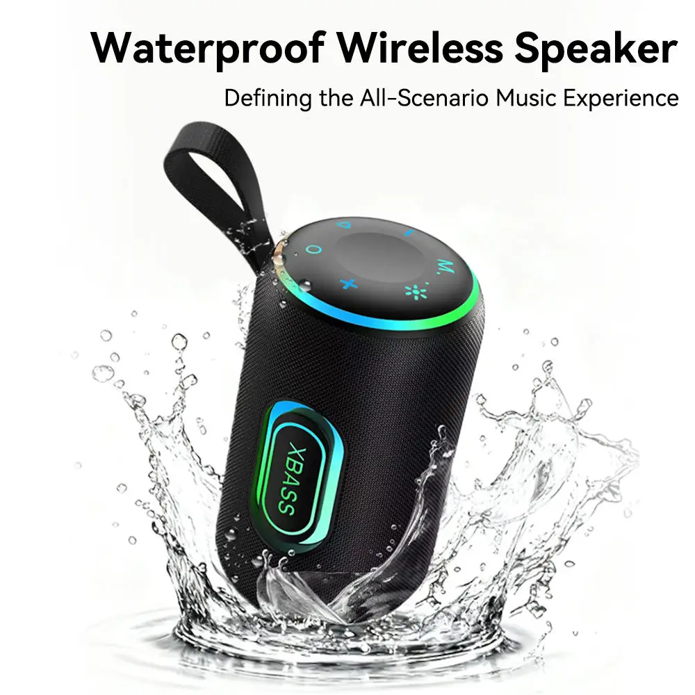 Caixa de Som Bluetooth Portátil de 20W com Subwoofer, Luz Ambiente RGB, Drivers de Graves Duplos e Pareamento TWS para Uso Externo