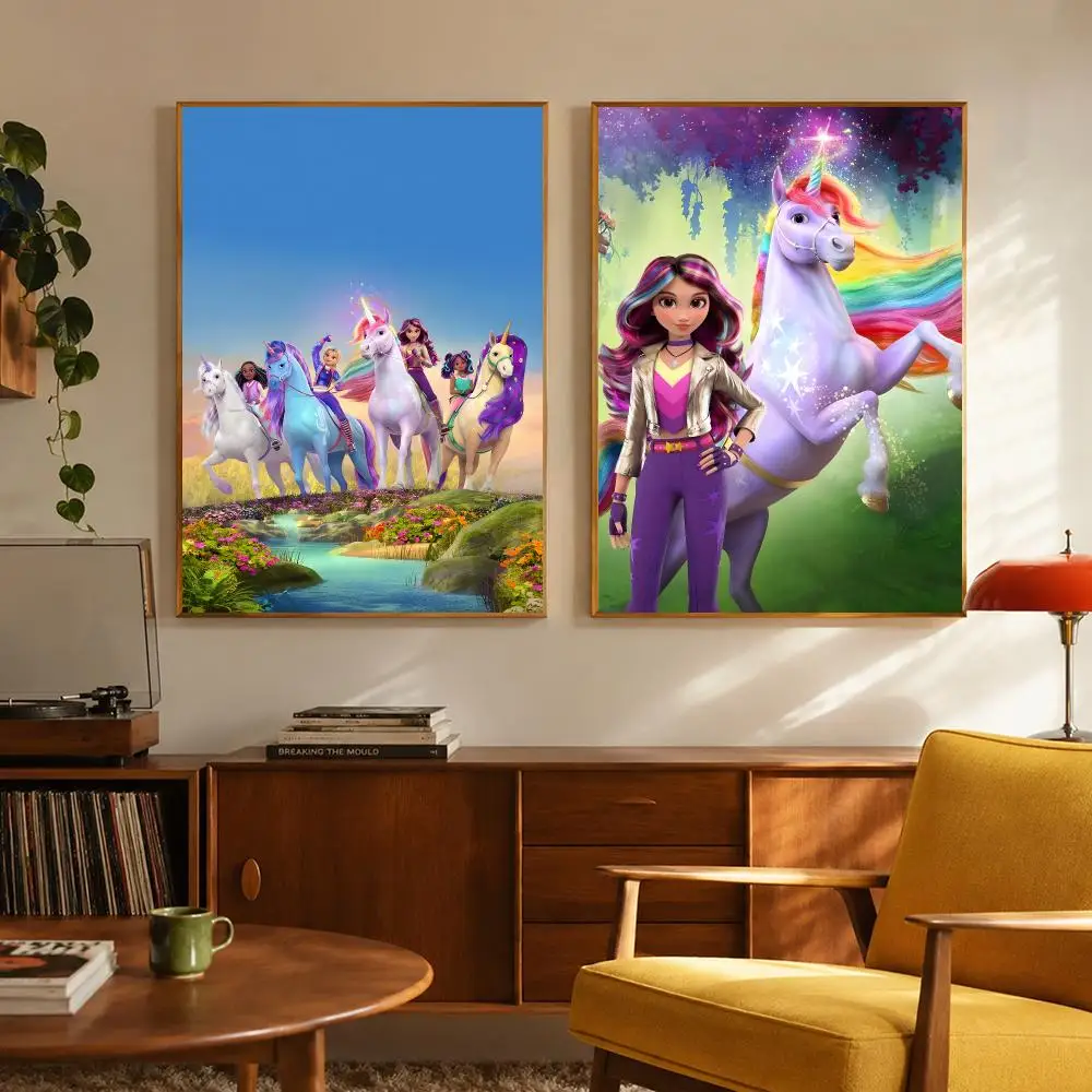 Kids Animation Unicorn Academy Poster Digital Solvent Print Waterproof PP Fade-Resistant Wall Art Room Decor Gift