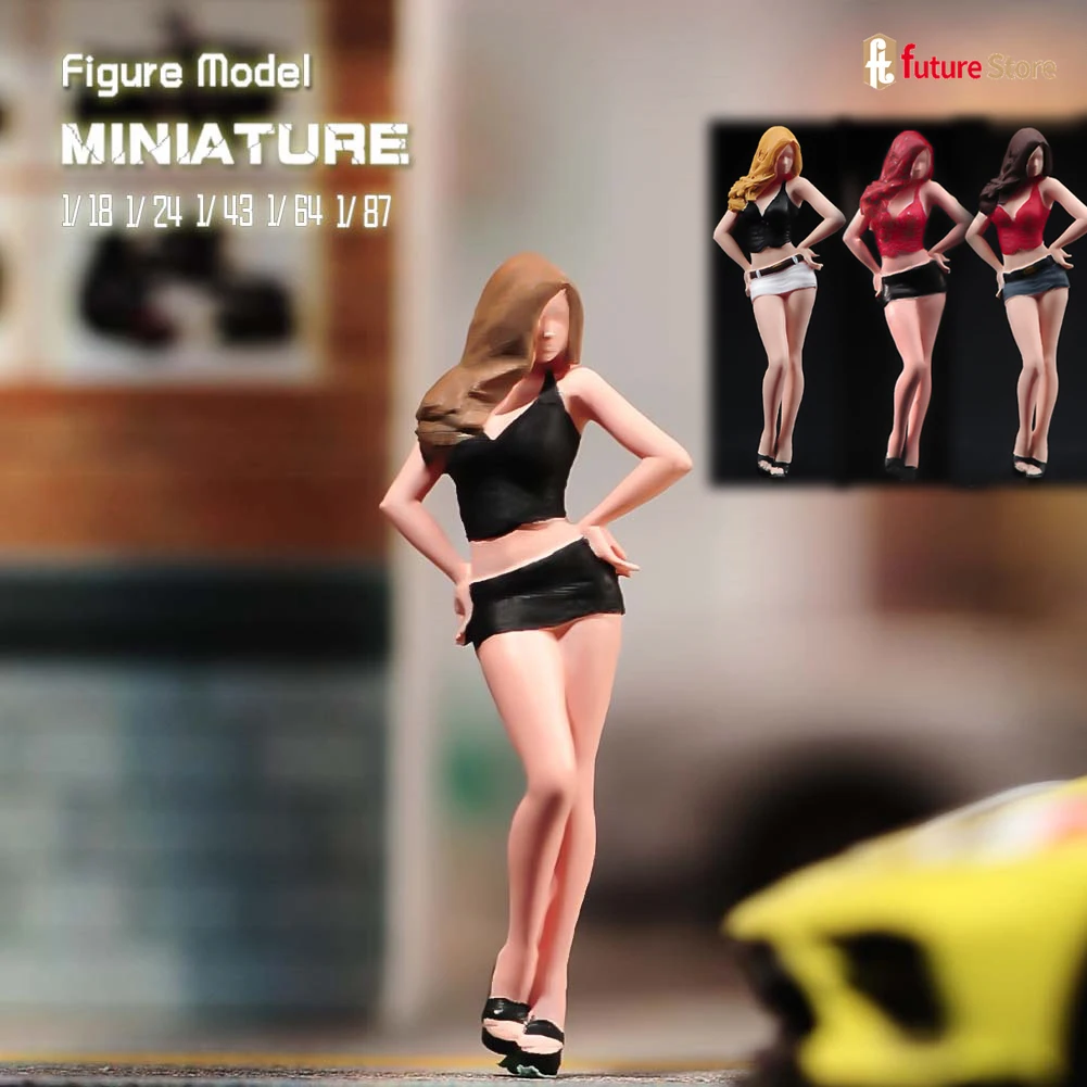 

Miniature 1/87 1/64 1/43 1/24 1/18 Beauty Girls Hot Pants Figure Model Diorama Doll Creative Scene Props Resin Model For Cars