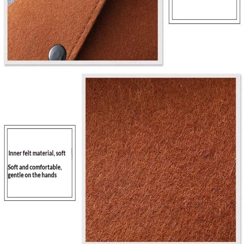 Filztasche für Mobiltelefone im Umschlagstil mit Druckknopfverschluss, weiche, kratzfeste Hülle, unisex, retro, lange, einfache Geldbörse. – Detail 11