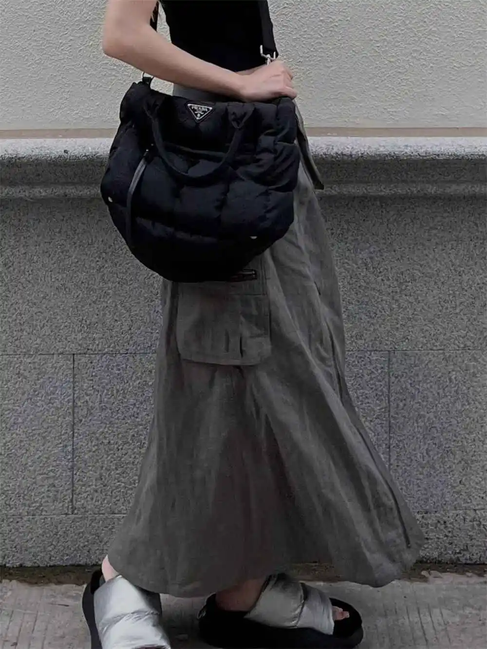 Women Goblin Core Maxi Cargo Skirts A-line Skirts Kpop 2000s Chic Korean Abi Y2k American Retro Harajuku College Style Punk New