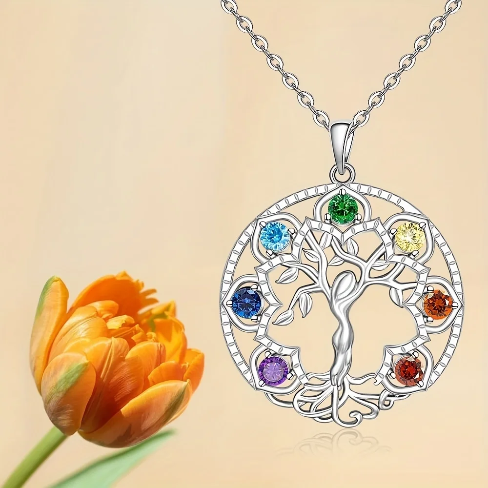 7Chakra Tree of Life Pendant Yoga Chakra Healing Stone Necklace for Women Wife Feminine Energy Balance Accessories Party Jewelry