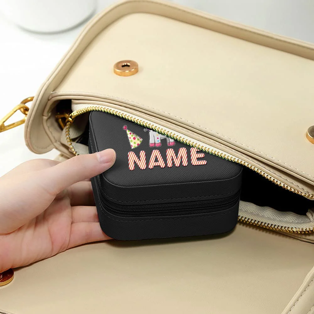 Personalized Customization Name Portable Jewelry Box Large Capacity Necklace Earring Box Travel Storage Jewelry Box