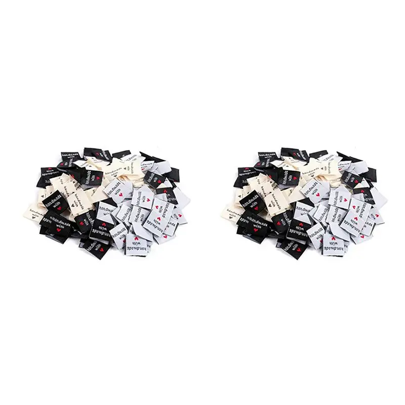 A02M-300 Pcs Handmade Sew-On Woven Clothing Labels Sewing Crafting Fabric Tags For Clothes Hats Shoes Sewing Crafts DIY
