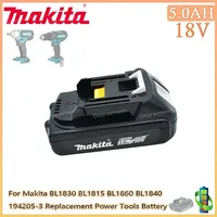 DAH Makita Rechargeable 18V 5.0Ah Li-Ion Battery For Makita BL1830 BL1815 BL1860 BL1840 194205-3 Replacement Power Tools Battery