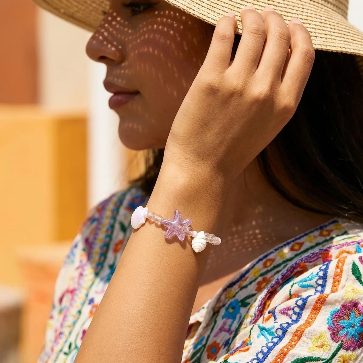 Armbänder aus Kunstharz mit Seesternen, Muscheln und Reisperlen für Damen und Herren, trendige Seestern-Ozean-Strand-Armreifen, Sommerurlaub-Party-Schmuck – Detail 7