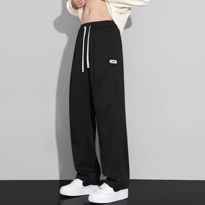 Losse herfst gebreide broek voor heren Mode Koreaanse rechte casual joggingbroek Trekkoord Comfortabele wijde broek Mannelijk