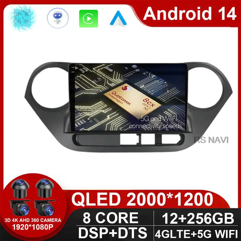 

Android 14 Carplay Auto WlFl+4G For Hyundai Grand I10 2013-2016 Car Radio Multimedia Video Player Navigation Head Unit DPS BT