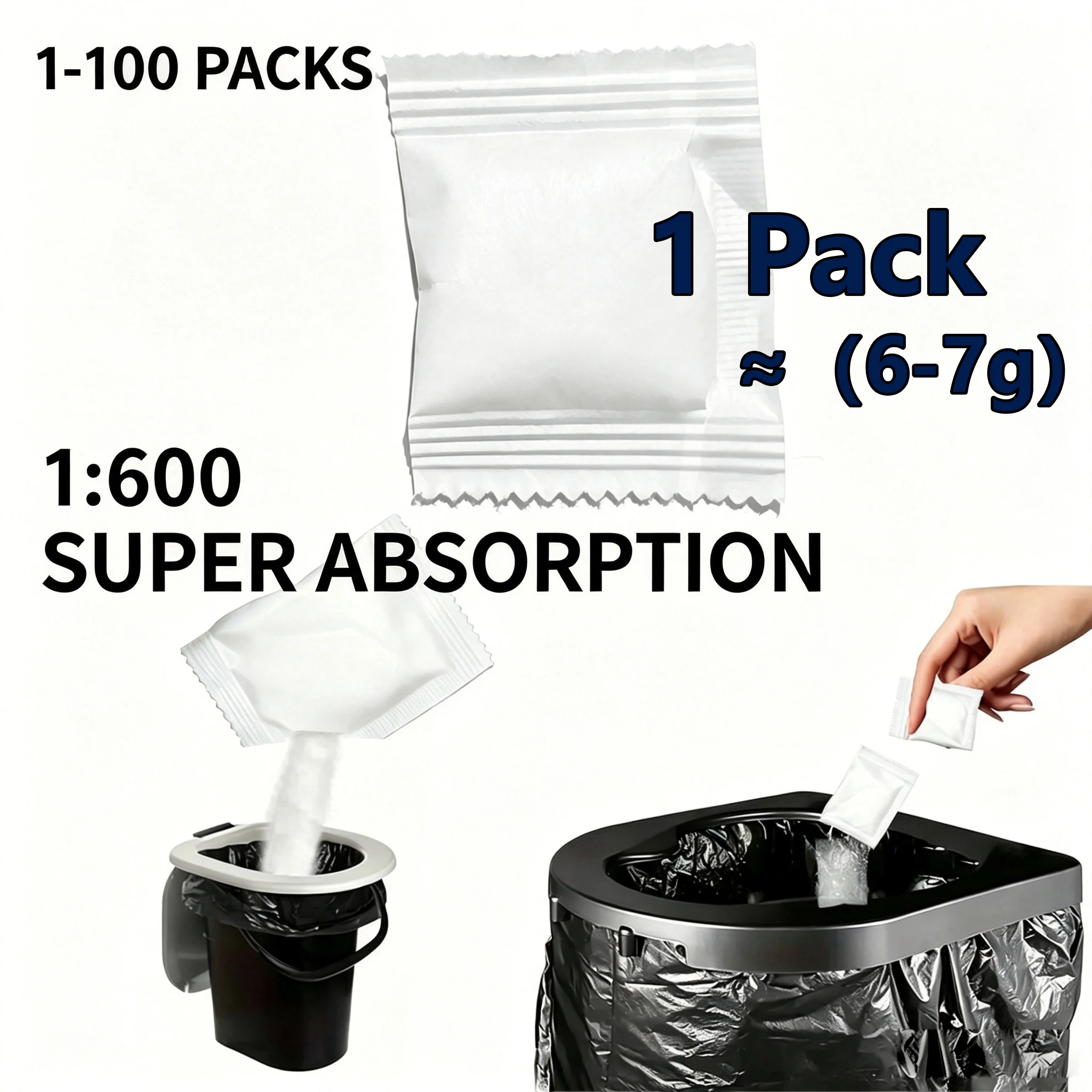Urine Solidification Outdoor Tool for Camping, 1–100 Pack, 1:600 Absorption Ratio description 7
