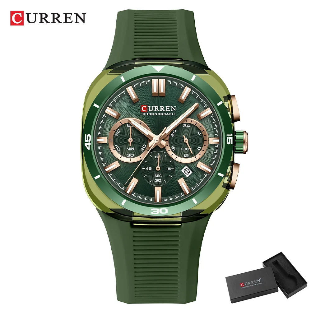 Men's CURREN Chronograph Watch, Light Blue Silicone Strap
