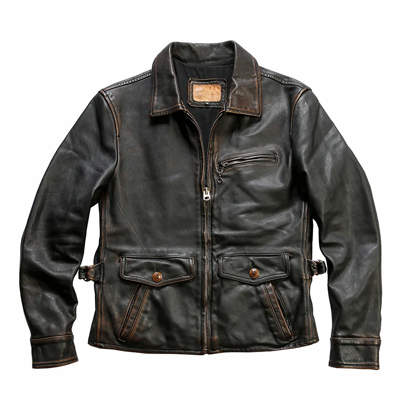 

New Hunting Super quality Rubbing Classic Style Vintage Genuine Leather Jacket Men's Coat Real Horse Skin Jackets