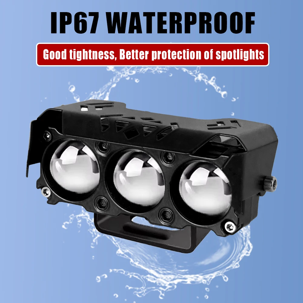 LED Motorcycle Spotlight Work Lamps Dual Color Hi/Low Beam Fog Light For Cars, SUVs, UTVs, Trucks, 12V, Mini Lens, Driving Light image 4
