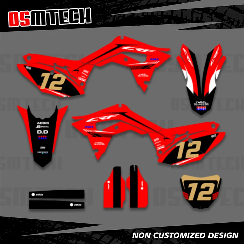 DSMTECH For Honda CRF250 2018 2019 2020 2021 CRF450 2017 2018 2019 2020 Motorcycle Graphics Background Decals Stickers Kits