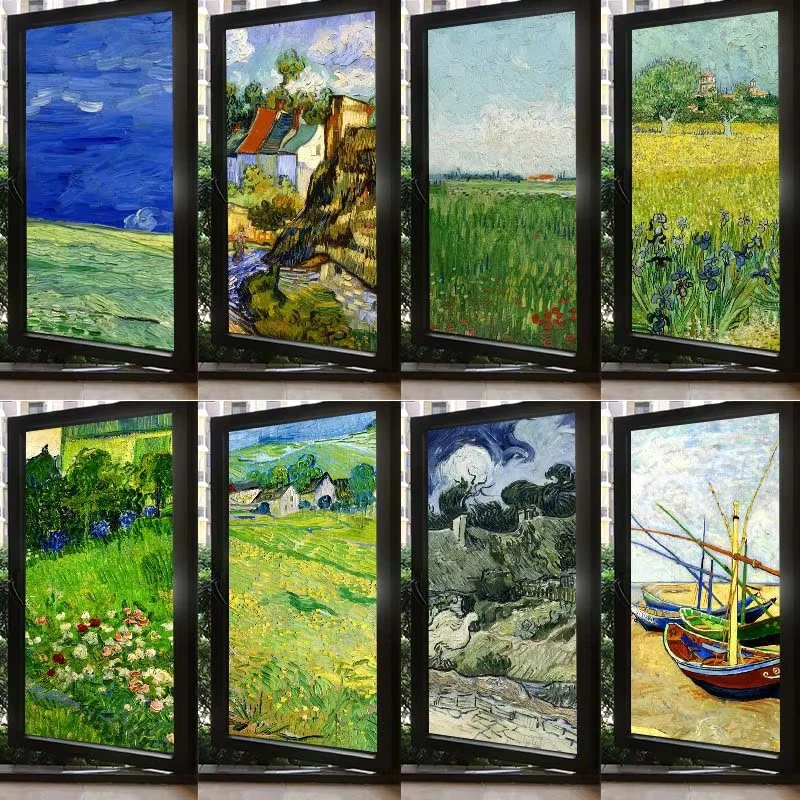 European Style Retro Glass Film,Electrostatic Frosting,Adhesive Free Art Painting,Privacy Protection, Window Film, Stained Glass