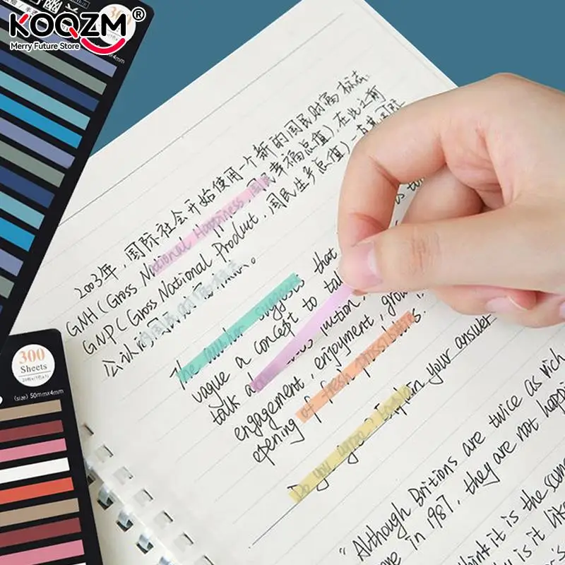 300 Sheets Rainbow Color Index Memo Pad Key Points Sticky Notes Paper Sticker Notepad Bookmark School Supplies Kawaii Stationery