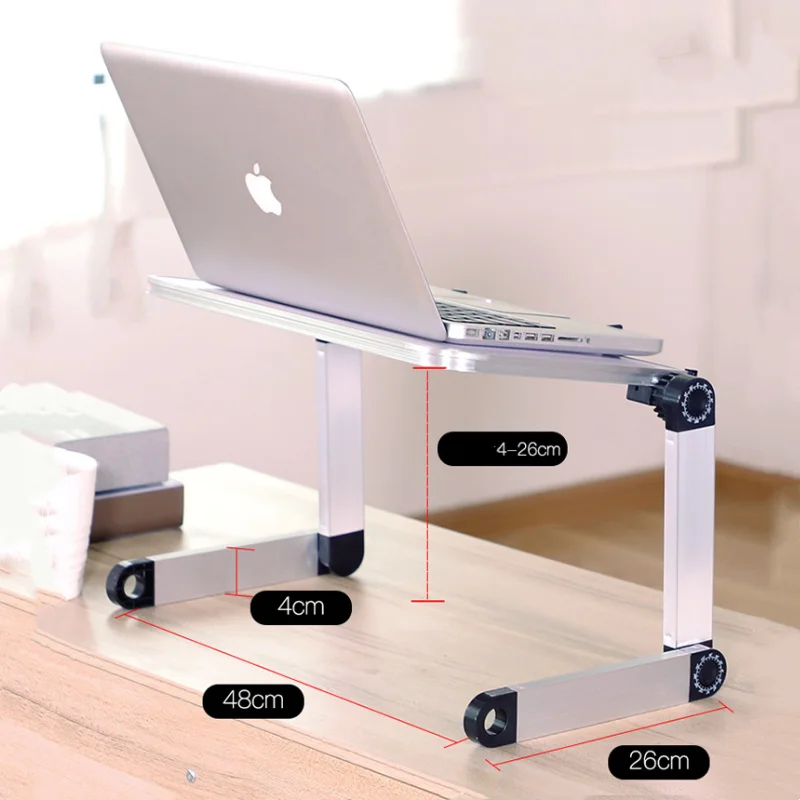 Yatak masası Notebook soğutucu Fan standı için ayarlanabilir katlanır dizüstü bilgisayar masası taşınabilir çok fonksiyonlu bilgisayar masası tur