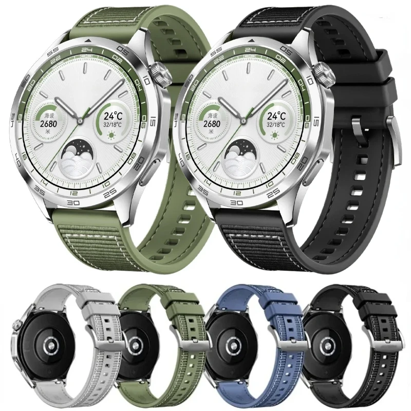 22Mm Composiet Siliconen Band Voor Huawei Horloge Gt4 46Mm Officiële Riem Nylon Gevlochten Voor Huawei Horloge 4/3/GT4-3-2 Pro Armband