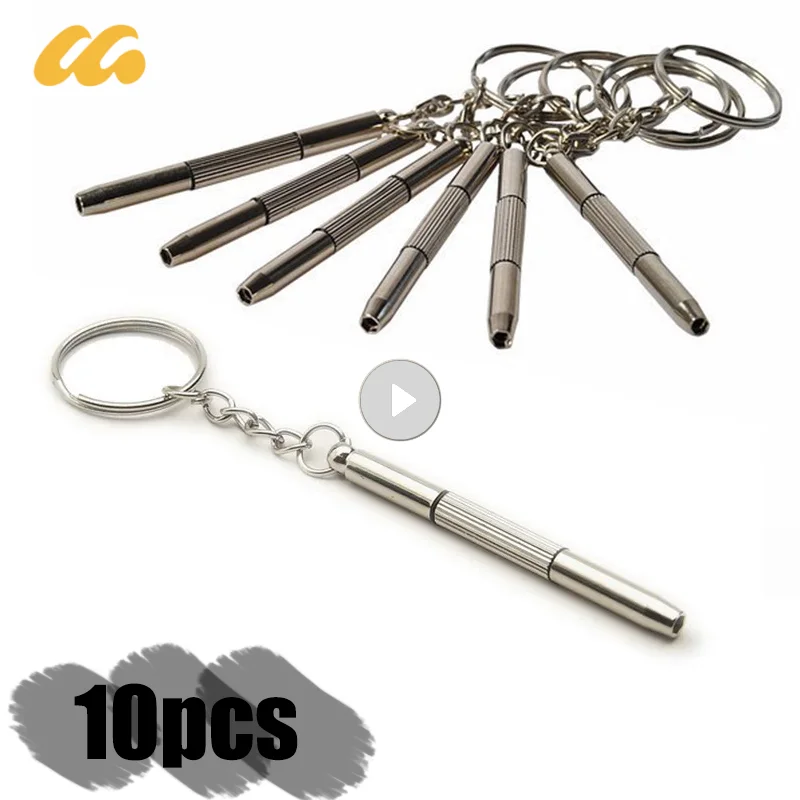 3 In 1 Eyeglass Screwdriver Portable Stainless Steel Keychain Screwdriver Eyeglass Sunglasses Watch Screwdriver Repair Kit Tools