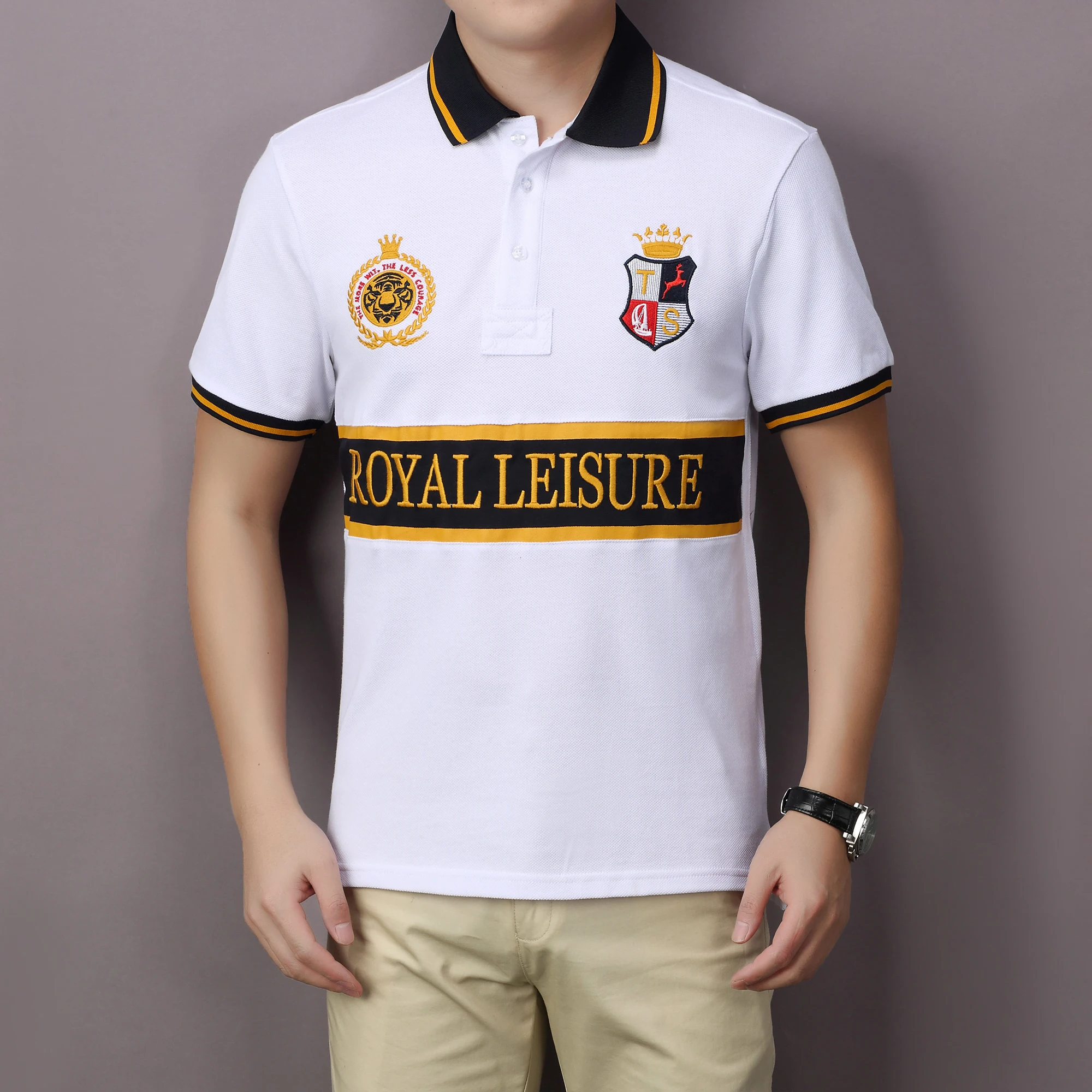 New men's polo shirt Europe America Royal leisure advanced pure cotton high-end embroidery luxury refined top original design