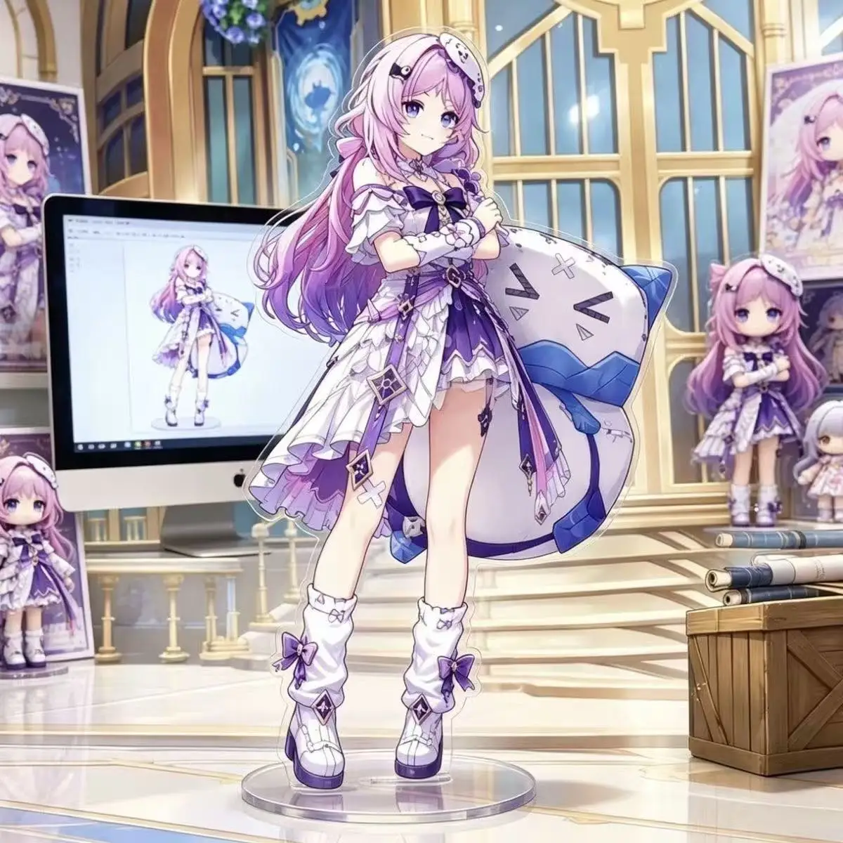 Genshin Impact  Version Moon Eight Preview Merch Candace Grandma New Outfit  Acrylic Stand Collectible Desktop Ornament Gift