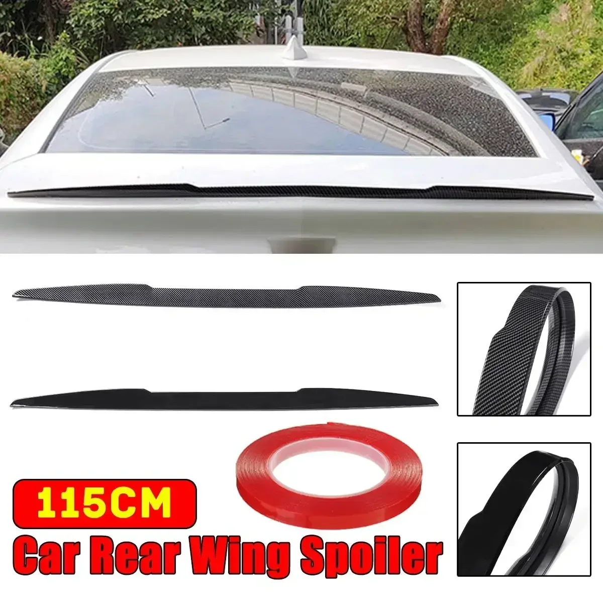 

115cm Universal Rear Roof Spoiler Sticker Car-Styling Carbon Fiber Tail Spoiler Roof Spoilers V-Style DIY Refit Spoiler Body Kit