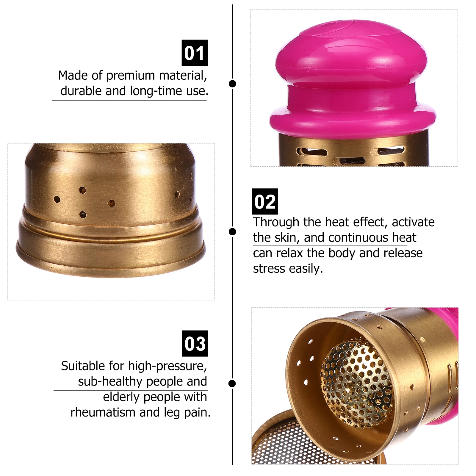

Portable Moxibustion Box Golden Copper Burner Heat Treatment Tendonitis Relief Knee Neck Pain Travel Camping Gifts