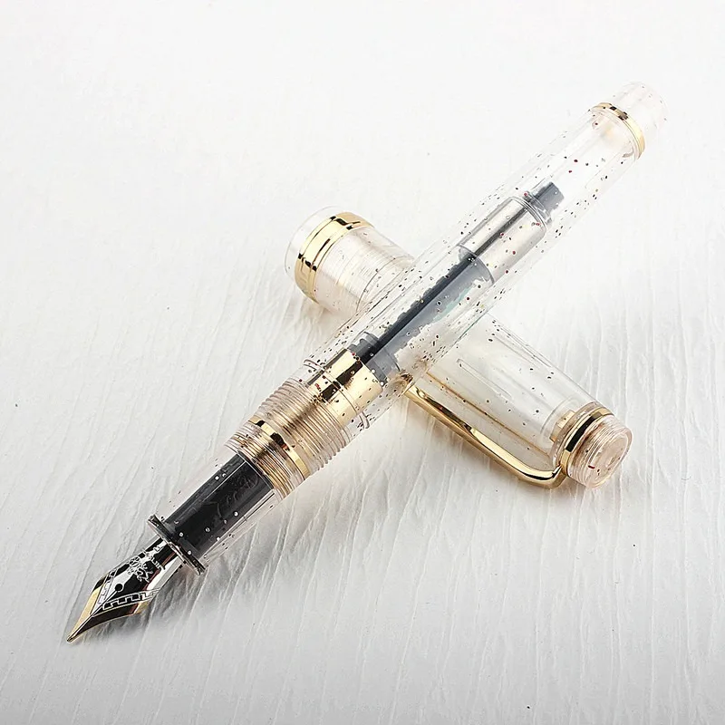 Jinhao-pluma estilográfica de Tinta acrílica, pluma estilográfica de color dorado, EF F Nib Elegante, suministros escolares de oficina y negocios,