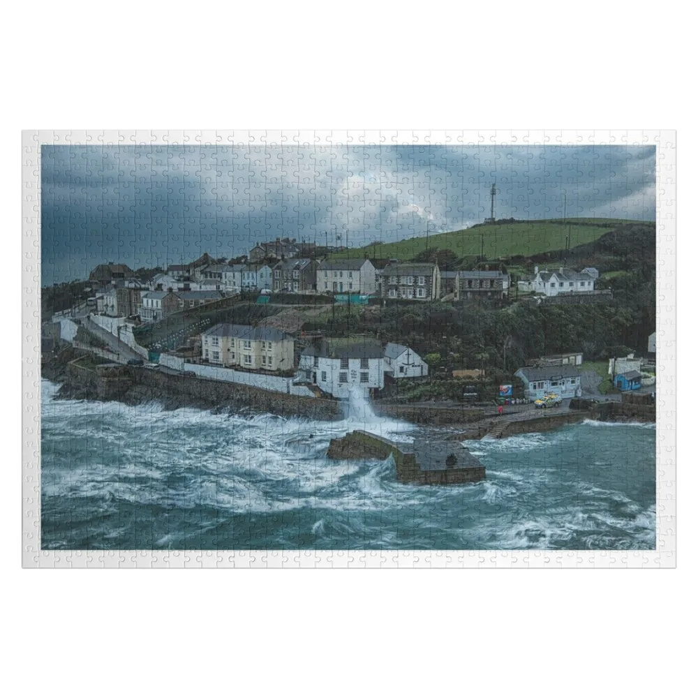 

Пазл из дерева с изображением порта Портлэвен и видом с обрыва на море, персонализированный, с именем ребенка, игрушка-головоломка