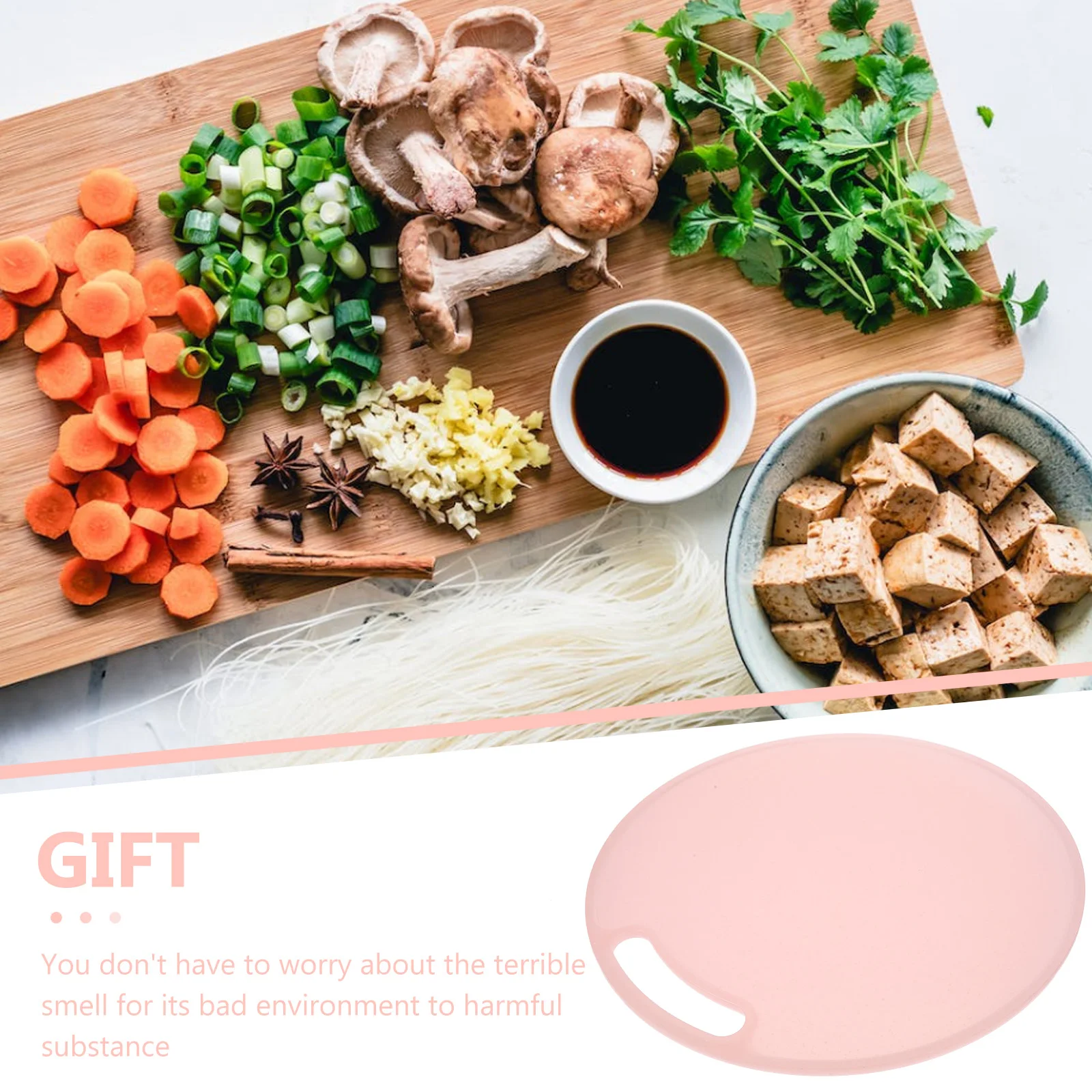 

Plastic Cutting Board Round Shaped Kitchen Tool Easy Clean Reusable Chop Mat for Fruit Vegetable Meat Non Smelly Heat Resistant