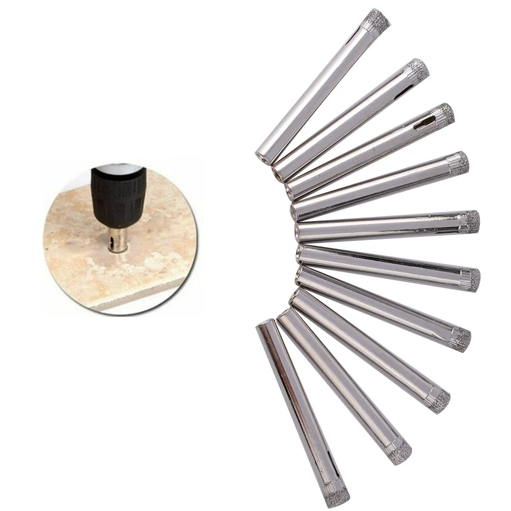 Broca de diamante revestido para vidro cerâmico e telha, Hole Saw, Hole Saw, Adequado para fazer furos em vidro e telha, 6mm, 5x0.6x0.6cm, 10Pcs