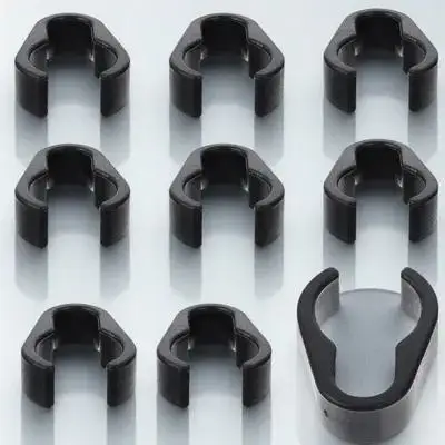 10 szt. Plastikowe klipsy do kabli mikrofonowych, łatwe w montażu uchwyty na przewody do statywów mikrofonowych, oświetlenia, keyboardów, sprzętu audio scenicznego.