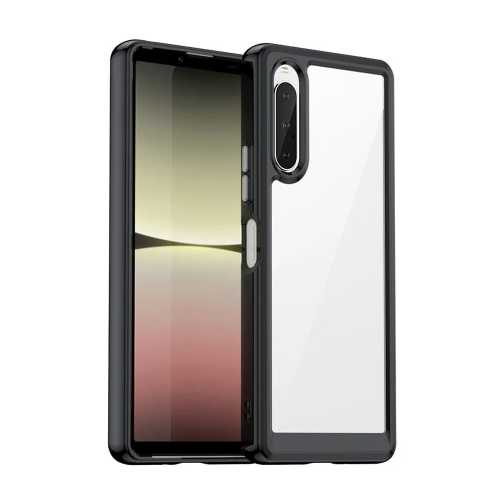 Dla Sony Xperia 1 10 V VI Hard Backplane Soft Border Cover Etui na telefon dla Sony Xperia 1V 10V Full PMMA + TPC Protective Coque