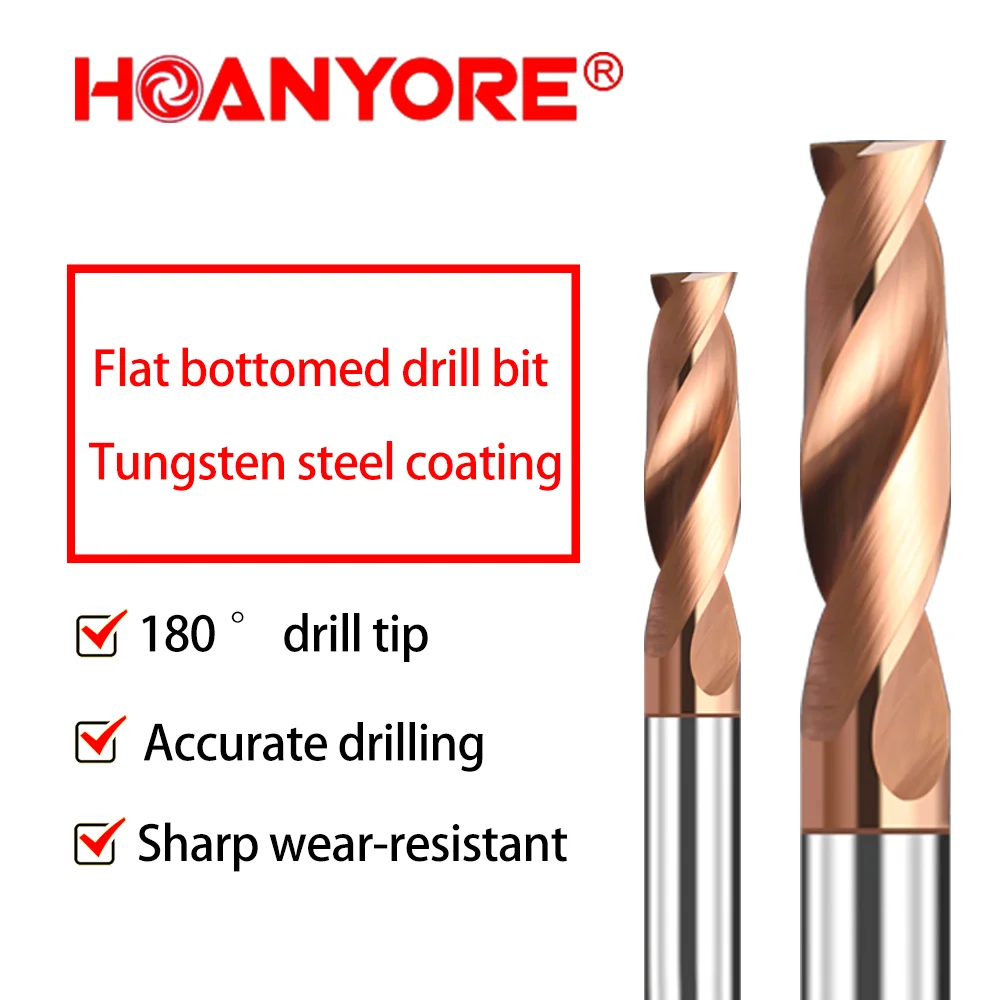 Tungsten steel flat bottom bit 180 degree flat head drill inclined countersunk flat bottom tungsten carbide coated twist bit