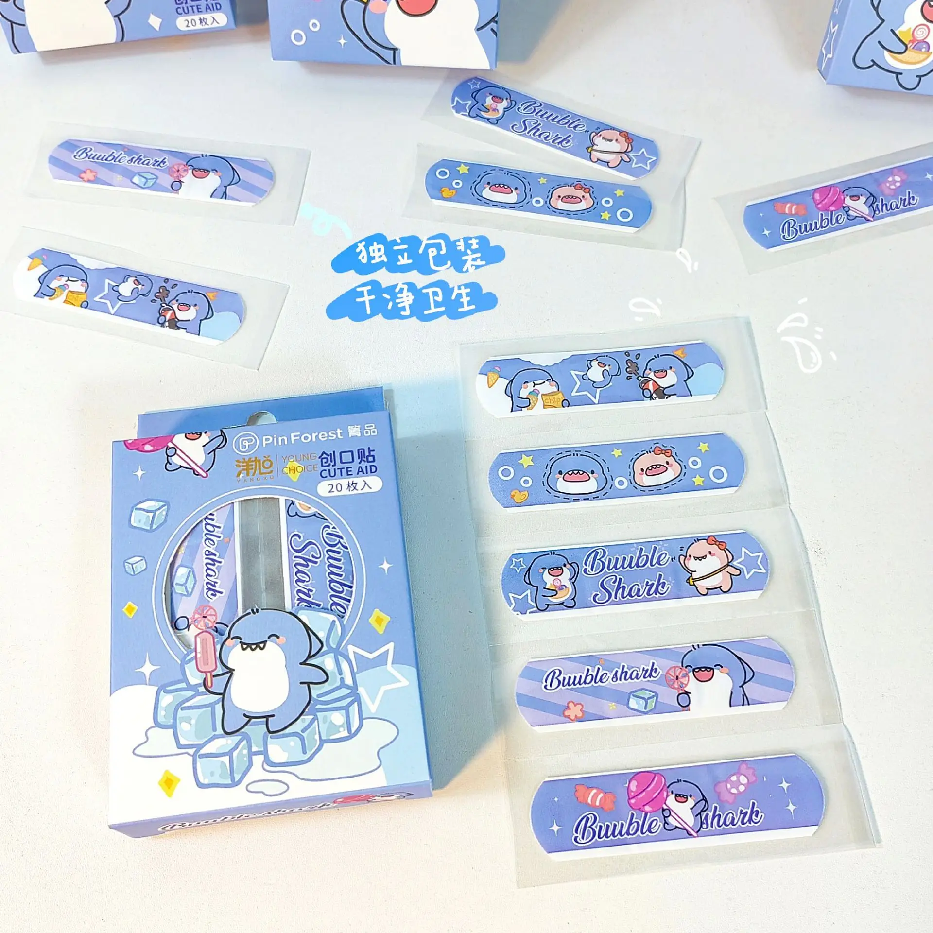 

20pcs Adhesive Plaster Bandages Band Aid Cute Cartoon Shark Patterned Curved Patch Wound Strips Dressing for Children Banditas