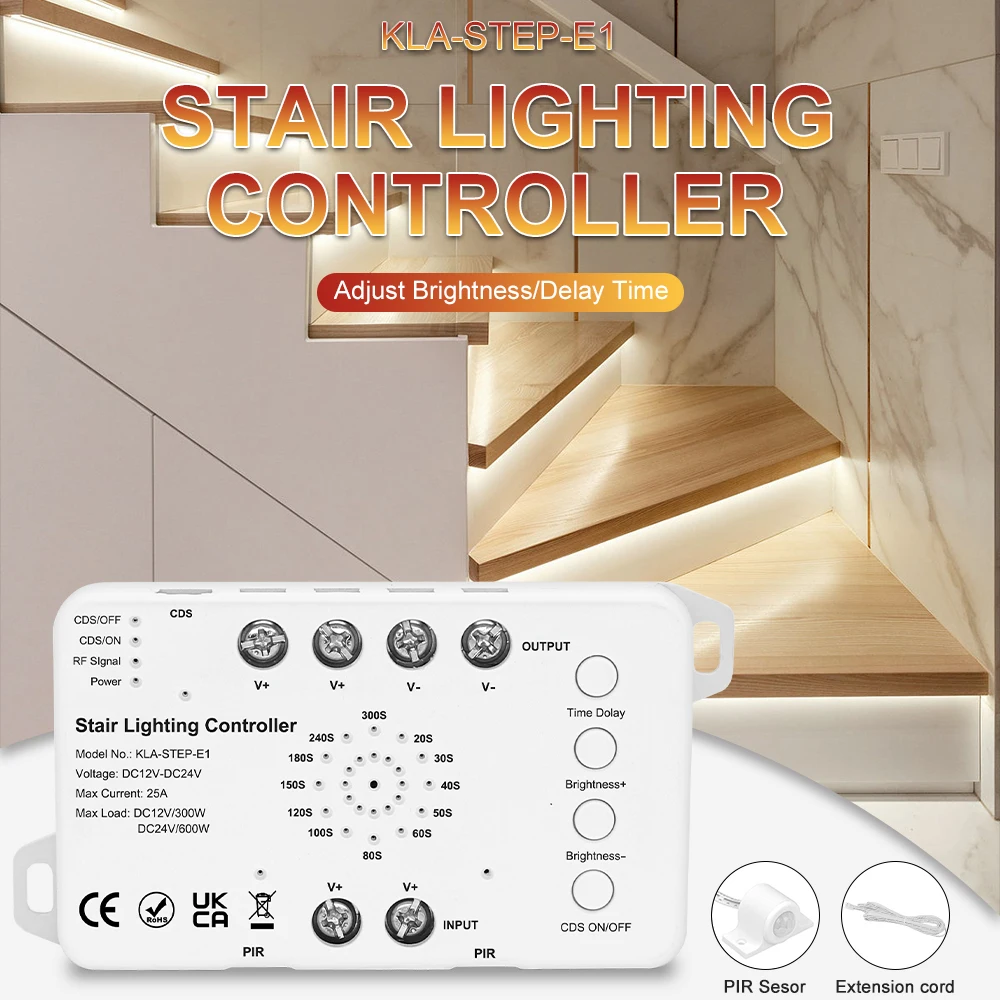 

16 20 Steps Motion Sensor LED Stair Light Kit 24V LED Staircase Light Controller 3000k LED COB Tape Easy Install Customize Steps