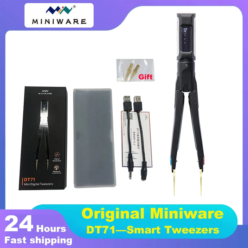 

MINIWARE Portable Digital Smart Tweezers DT71 LCR SMD Tester 10KHz Meter Signal Generator Debugging Reparing Tool OLED Display