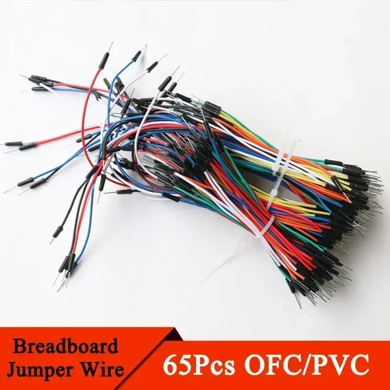 65pcs/set Breadboard Wire 25 20 16 12CM Solderless Power Jumper Cable Kit PVC Flexible DIY Electron Line 2 Pin Connector Mixed